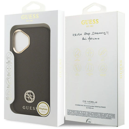 Θήκη MagSafe για Apple iPhone 17, Guess, Grained Strass Logo, Καφέ