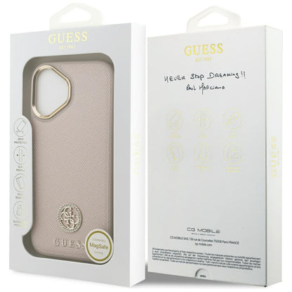 Θήκη MagSafe για Apple iPhone 17, Guess, Grained Strass Logo, Ροζ