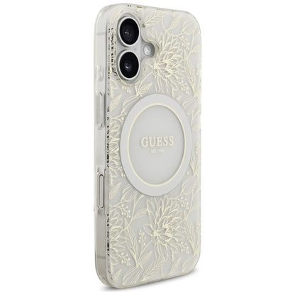 Θήκη MagSafe για Apple iPhone 17, Guess, IML Flowers with Pearl Strap, Λευκή