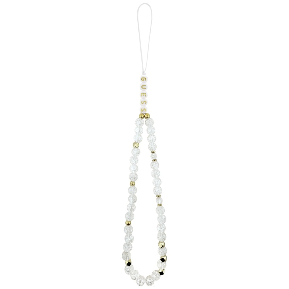 Θήκη MagSafe για Apple iPhone 17, Guess, IML Flowers with Pearl Strap, Λευκή