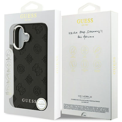 Θήκη MagSafe για Apple iPhone 17, Guess, Peony Hot Stamp Script, Μαύρη