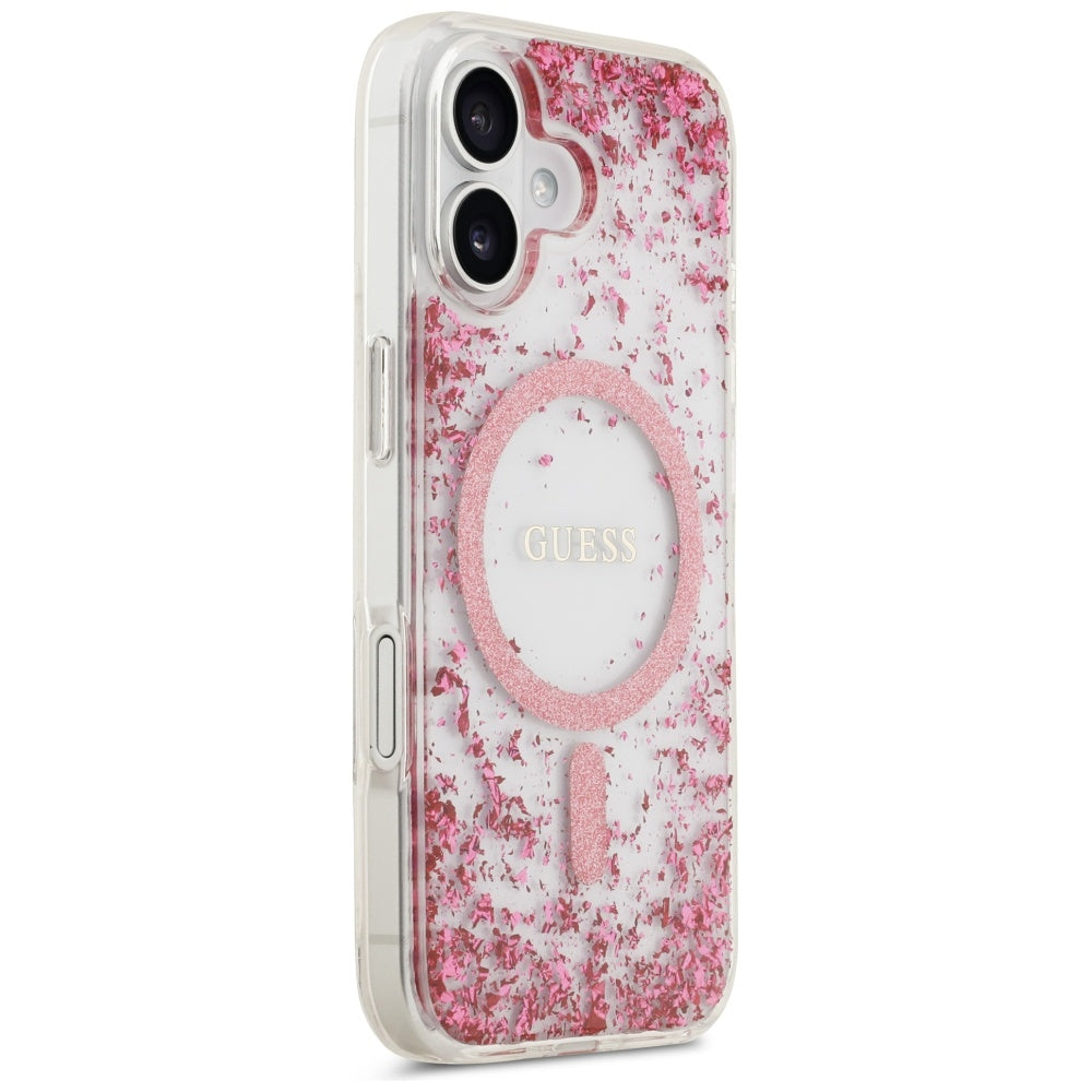 Θήκη MagSafe για Apple iPhone 17, Guess, Resin Bottom Glitter, Ροζ
