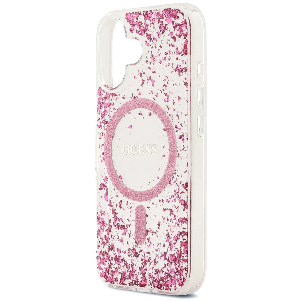 Θήκη MagSafe για Apple iPhone 17, Guess, Resin Bottom Glitter, Ροζ
