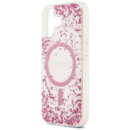 Θήκη MagSafe για Apple iPhone 17, Guess, Resin Bottom Glitter, Ροζ