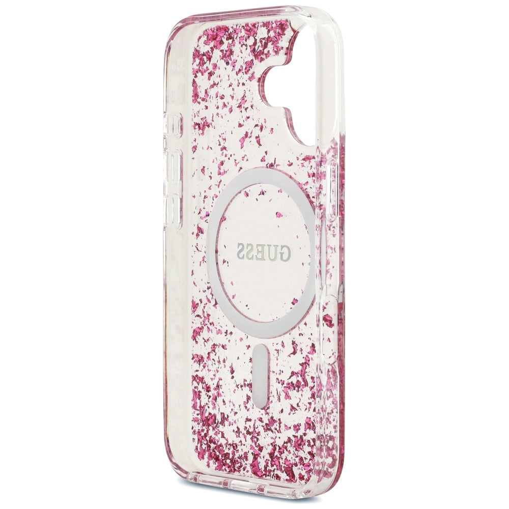 Θήκη MagSafe για Apple iPhone 17, Guess, Resin Bottom Glitter, Ροζ