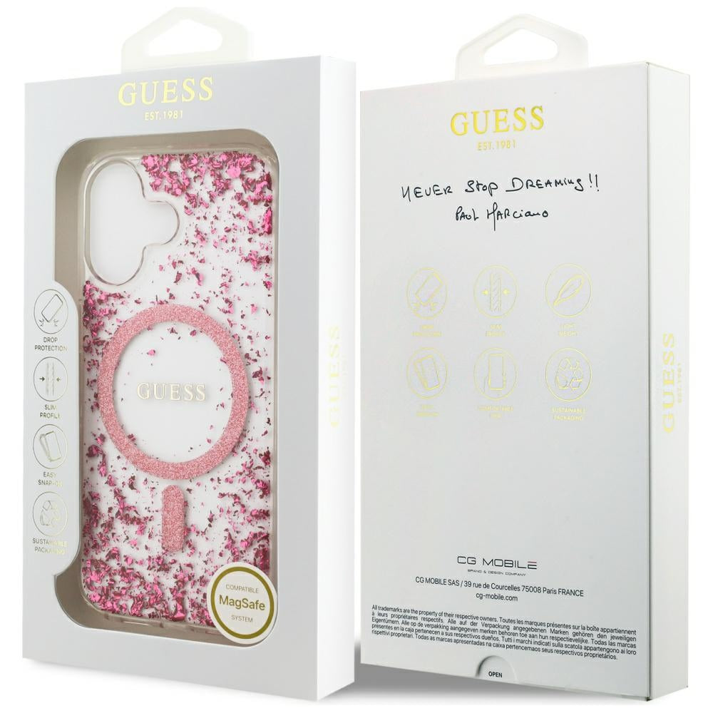 Θήκη MagSafe για Apple iPhone 17, Guess, Resin Bottom Glitter, Ροζ