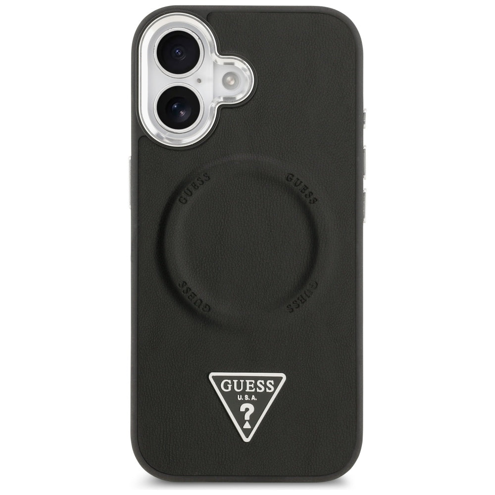 Θήκη MagSafe για Apple iPhone 17, Guess, Triangle Logo, Μαύρη Ασημί