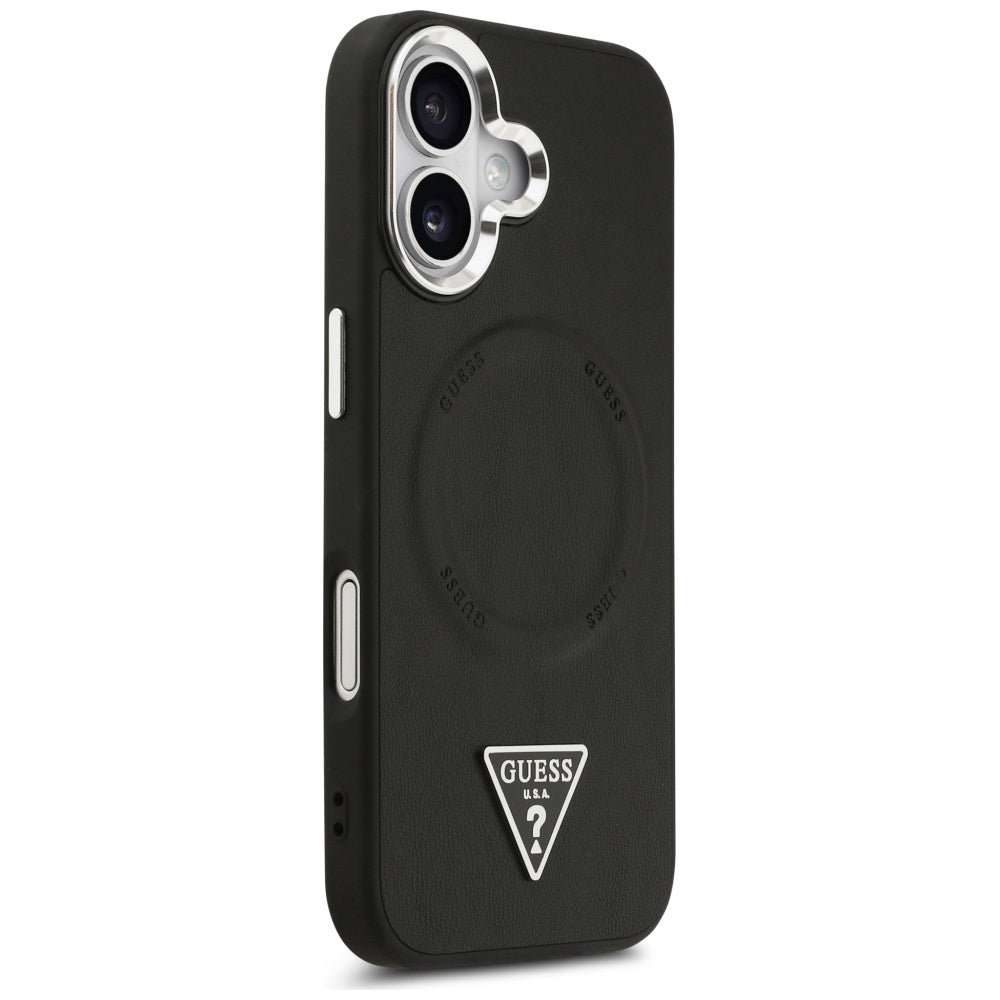 Θήκη MagSafe για Apple iPhone 17, Guess, Triangle Logo, Μαύρη Ασημί