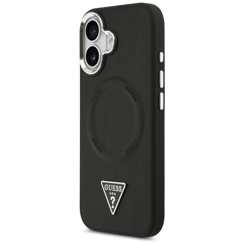 Θήκη MagSafe για Apple iPhone 17, Guess, Triangle Logo, Μαύρη Ασημί