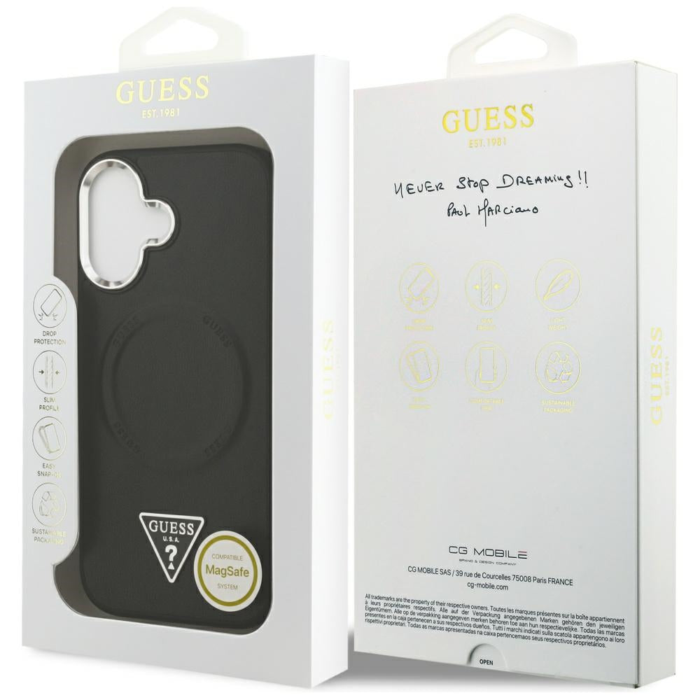 Θήκη MagSafe για Apple iPhone 17, Guess, Triangle Logo, Μαύρη Ασημί