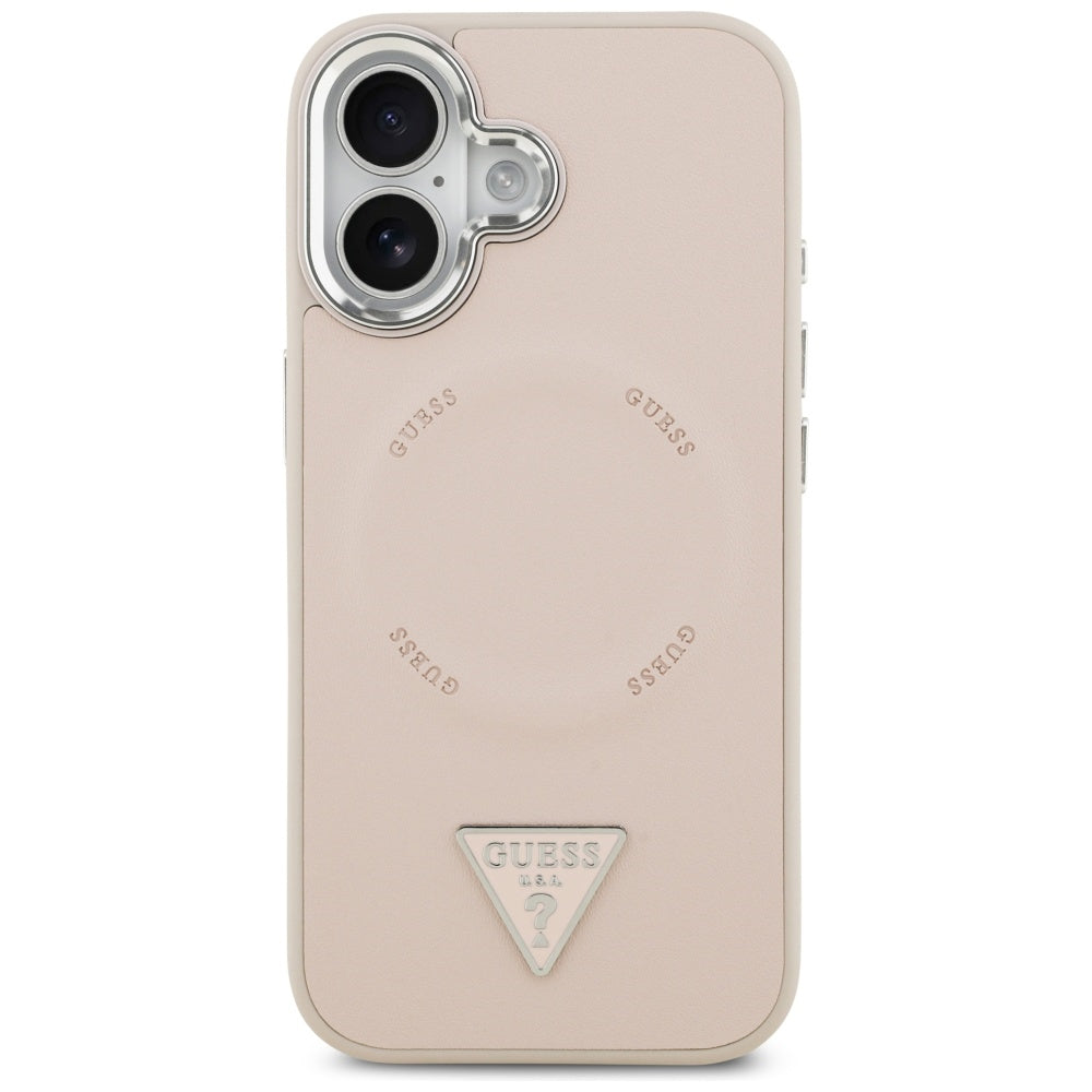 Θήκη MagSafe για Apple iPhone 17, Guess, Triangle Logo, Ροζ Ασημί