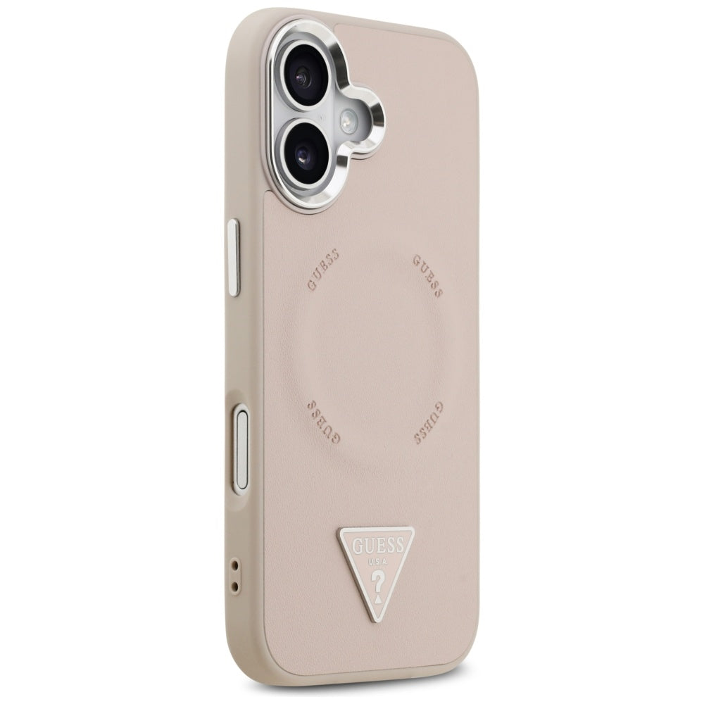 Θήκη MagSafe για Apple iPhone 17, Guess, Triangle Logo, Ροζ Ασημί