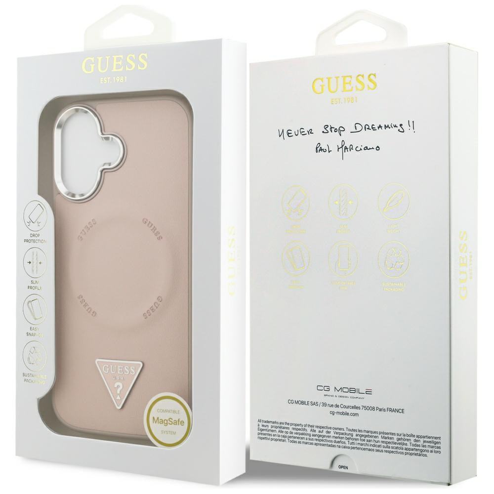 Θήκη MagSafe για Apple iPhone 17, Guess, Triangle Logo, Ροζ Ασημί