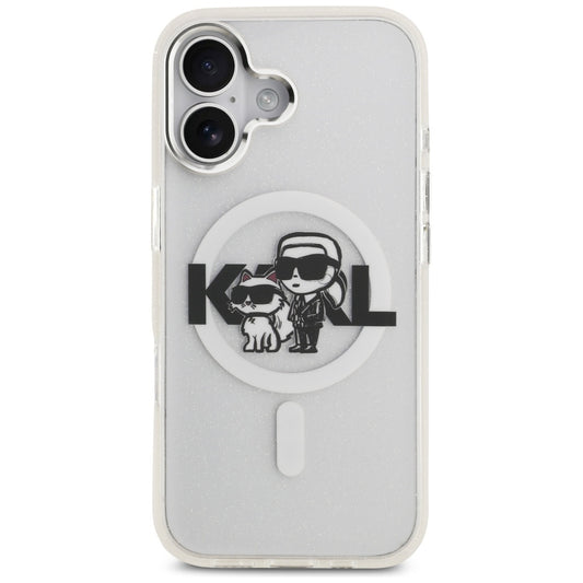 Θήκη MagSafe για Apple iPhone 17, Karl Lagerfeld, IML Sketch Logo Glitter Karl & Choupette, Διαφανής