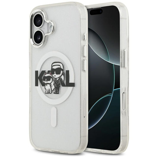 Θήκη MagSafe για Apple iPhone 17, Karl Lagerfeld, IML Sketch Logo Glitter Karl & Choupette, Διαφανής