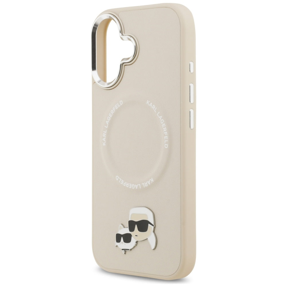 Θήκη MagSafe για Apple iPhone 17, Karl Lagerfeld, Karl & Choupette Pins, Μπεζ