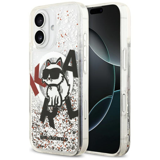 Θήκη MagSafe για Apple iPhone 17, Karl Lagerfeld, Liquid Glitter Choupette Logo, Διαφανής