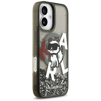 Θήκη MagSafe για Apple iPhone 17, Karl Lagerfeld, Liquid Glitter Logo Choupette, Μαύρη