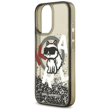 Θήκη MagSafe για Apple iPhone 17, Karl Lagerfeld, Liquid Glitter Logo Choupette, Μαύρη