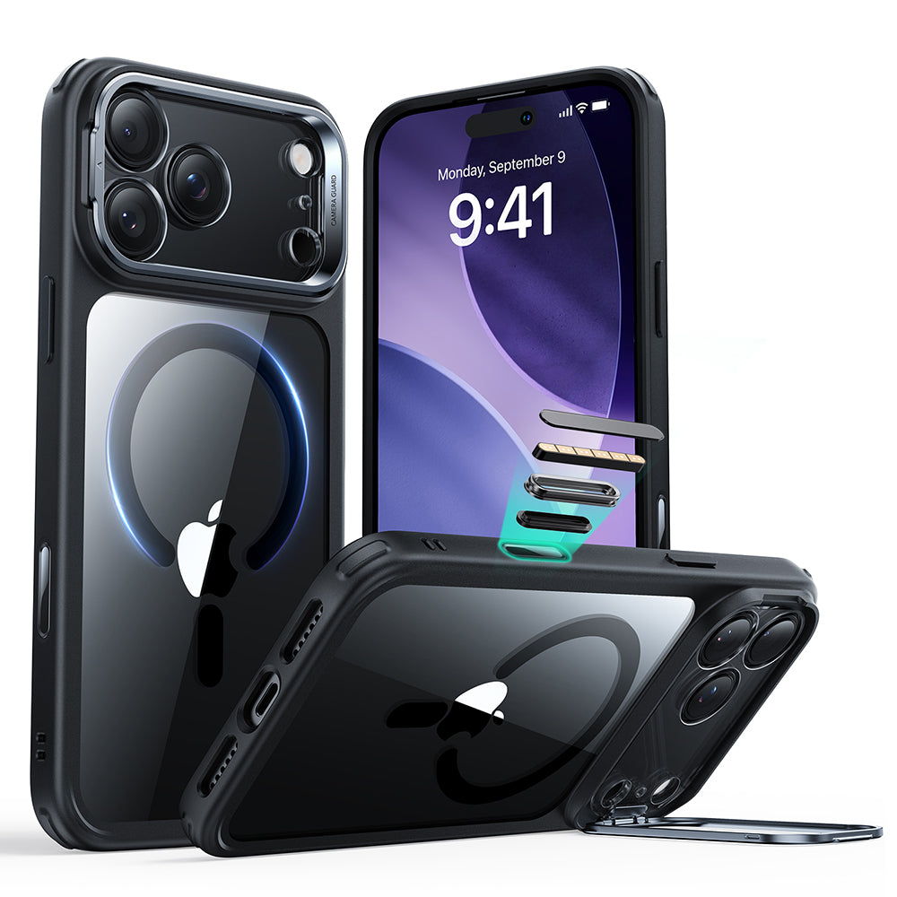 Θήκη MagSafe για Apple iPhone 17 Pro, ESR, Classic Hybrid Kickstand, Διάφανη Μαύρη