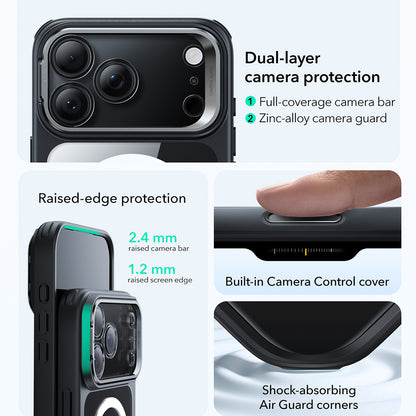 Θήκη MagSafe για Apple iPhone 17 Pro, ESR, Classic Hybrid Kickstand, Διάφανη Μαύρη
