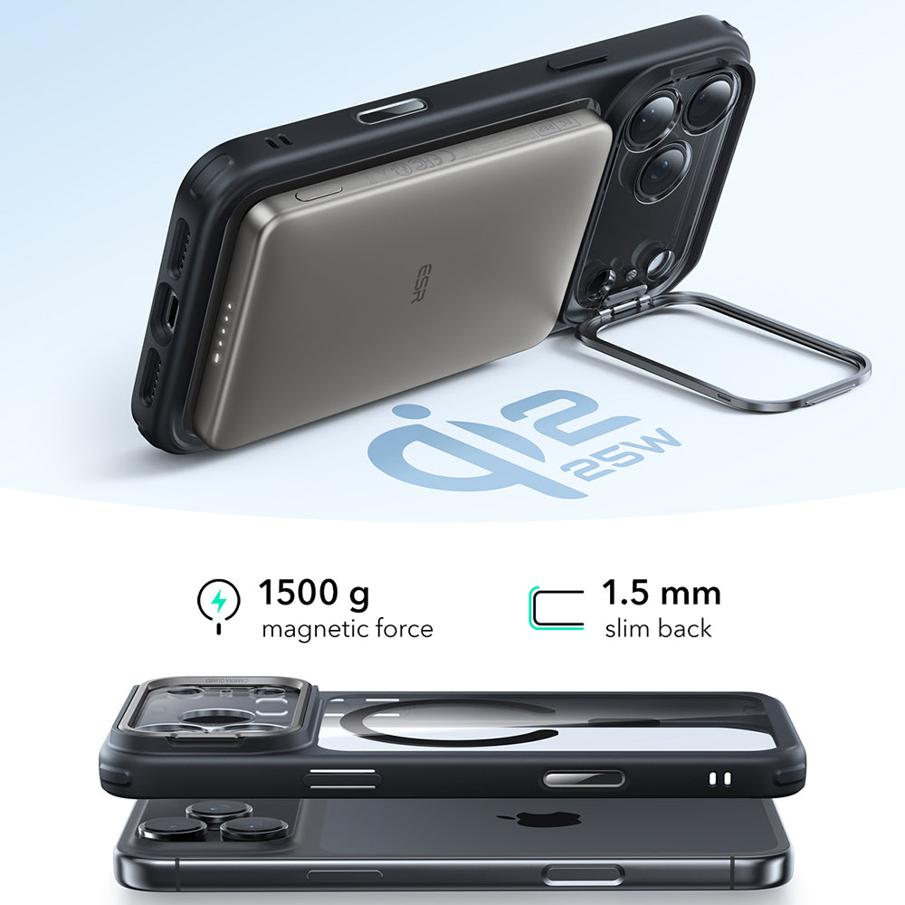 Θήκη MagSafe για Apple iPhone 17 Pro, ESR, Classic Hybrid Kickstand, Διάφανη Μαύρη