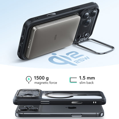 Θήκη MagSafe για Apple iPhone 17 Pro, ESR, Classic Hybrid Kickstand, Διάφανη Μαύρη