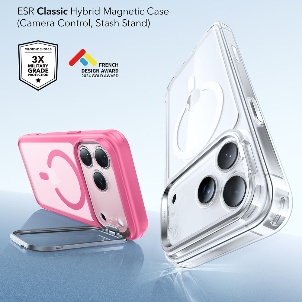 Θήκη MagSafe για Apple iPhone 17 Pro, ESR, Classic Hybrid Kickstand, Ροζ Σατέν