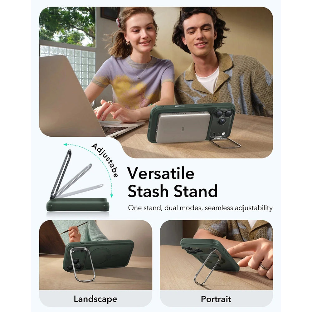 Θήκη MagSafe για Apple iPhone 17 Pro, ESR, Classic Hybrid Kickstand, Πράσινο Σατέν