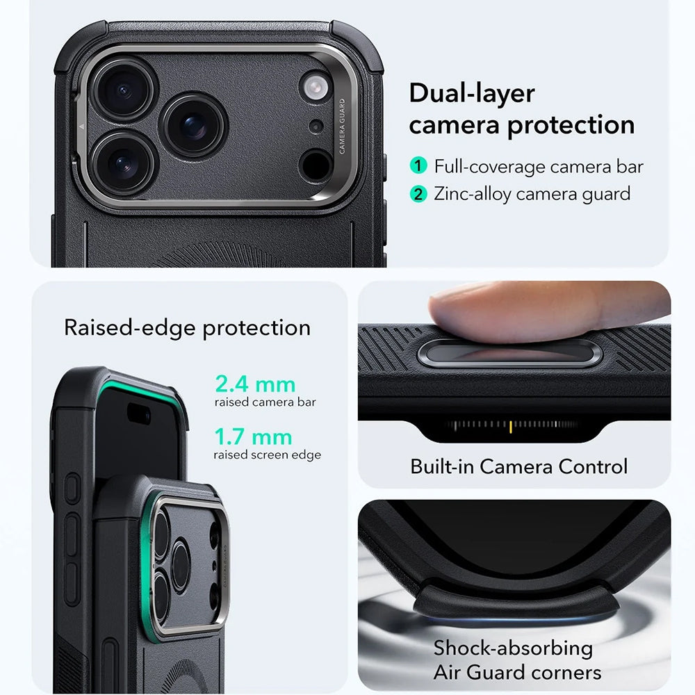 Θήκη MagSafe για Apple iPhone 17 Pro, ESR, Cyber Armor Kickstand, Μαύρη