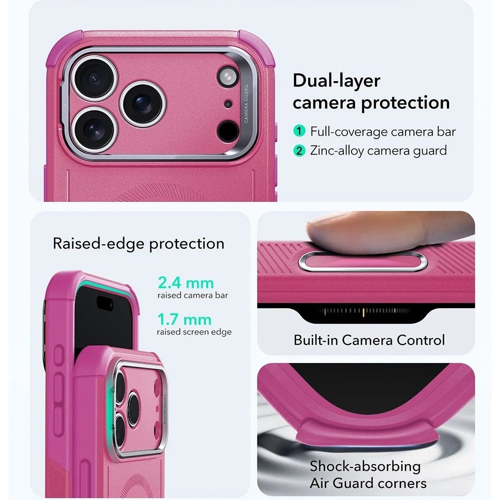 Θήκη MagSafe για Apple iPhone 17 Pro, ESR, Cyber Armor Kickstand, Ροζ