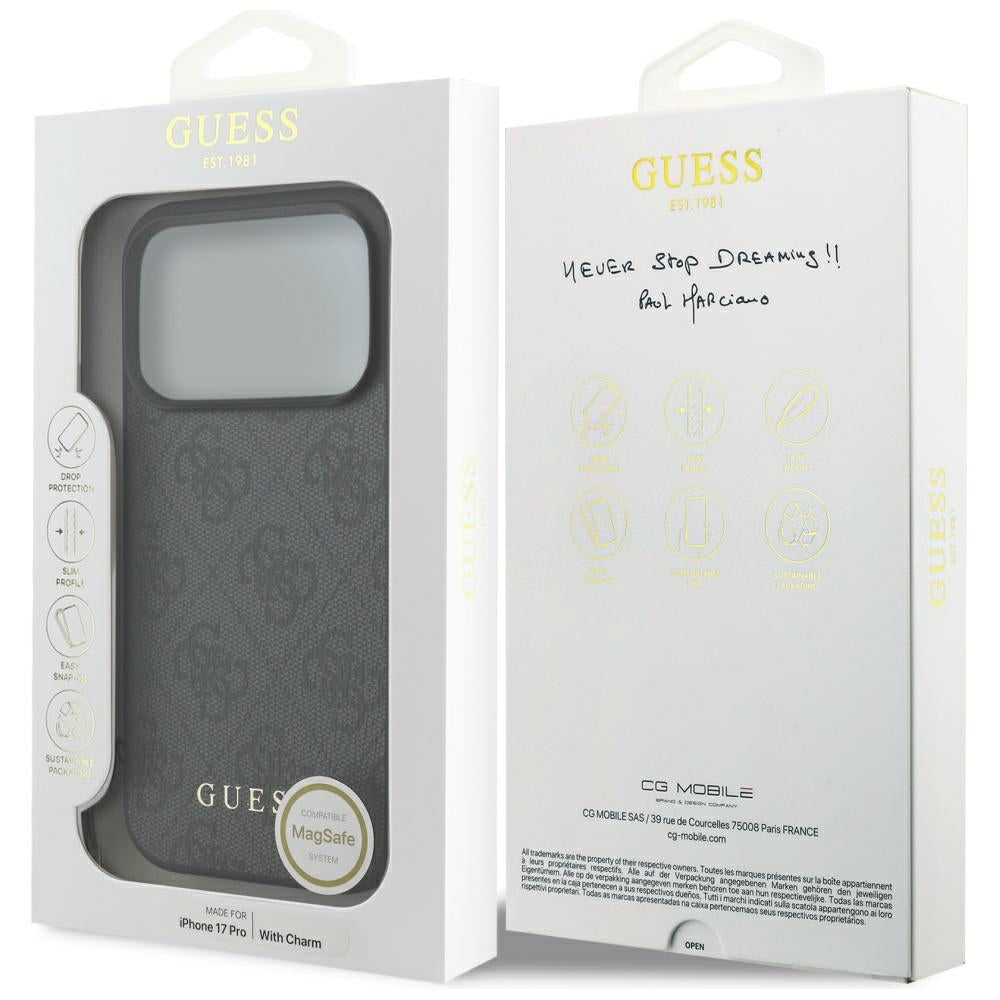 Θήκη MagSafe για Apple iPhone 17 Pro, Guess, 4G Charm Cradle, Μαύρη