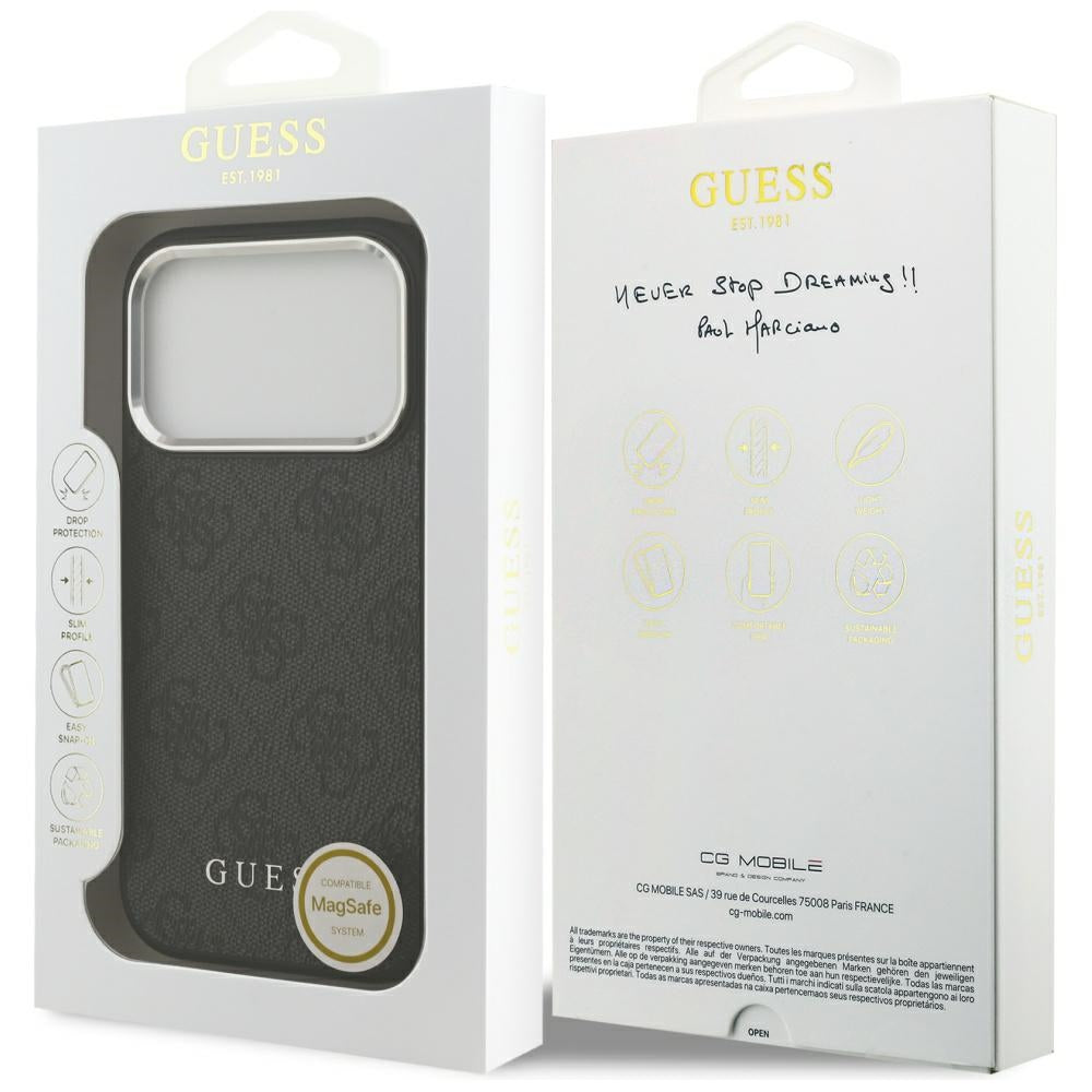Θήκη MagSafe για Apple iPhone 17 Pro, Guess, 4G Classic Logo, Μαύρη