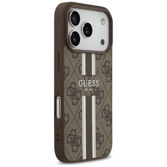 Θήκη MagSafe για Apple iPhone 17 Pro, Guess, 4G Printed Stripes, Καφέ
