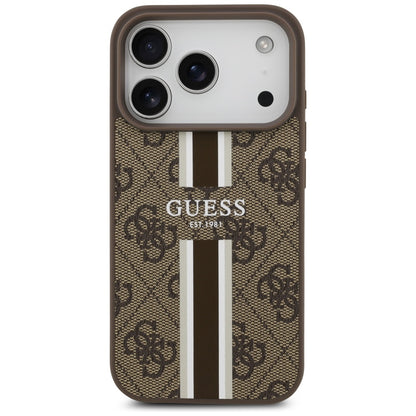 Θήκη MagSafe για Apple iPhone 17 Pro, Guess, 4G Printed Stripes, Καφέ