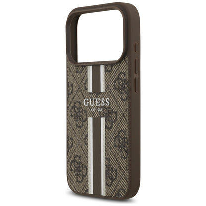 Θήκη MagSafe για Apple iPhone 17 Pro, Guess, 4G Printed Stripes, Καφέ