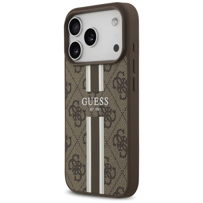 Θήκη MagSafe για Apple iPhone 17 Pro, Guess, 4G Printed Stripes, Καφέ