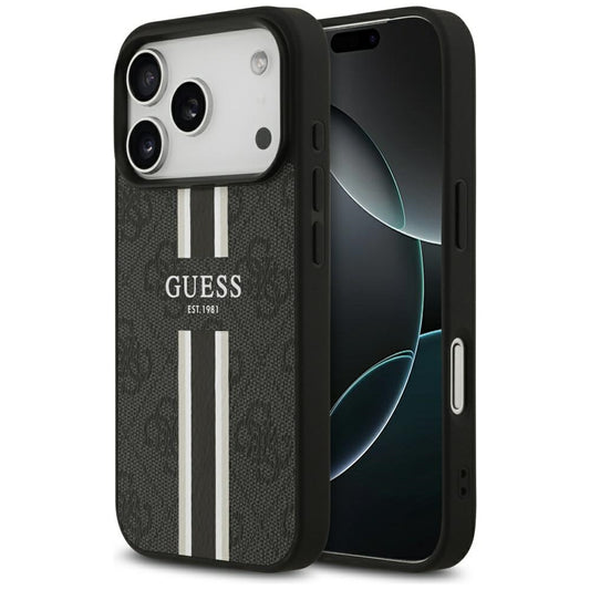 MagSafe Case for Apple iPhone 17 Pro, Guess, 4G Printed Stripes, Black