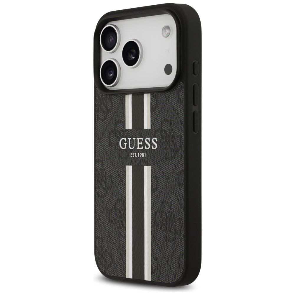 MagSafe Case for Apple iPhone 17 Pro, Guess, 4G Printed Stripes, Black