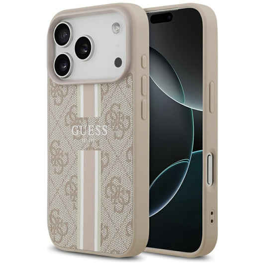 Θήκη MagSafe για Apple iPhone 17 Pro, Guess, 4G Printed Stripes, Ροζ