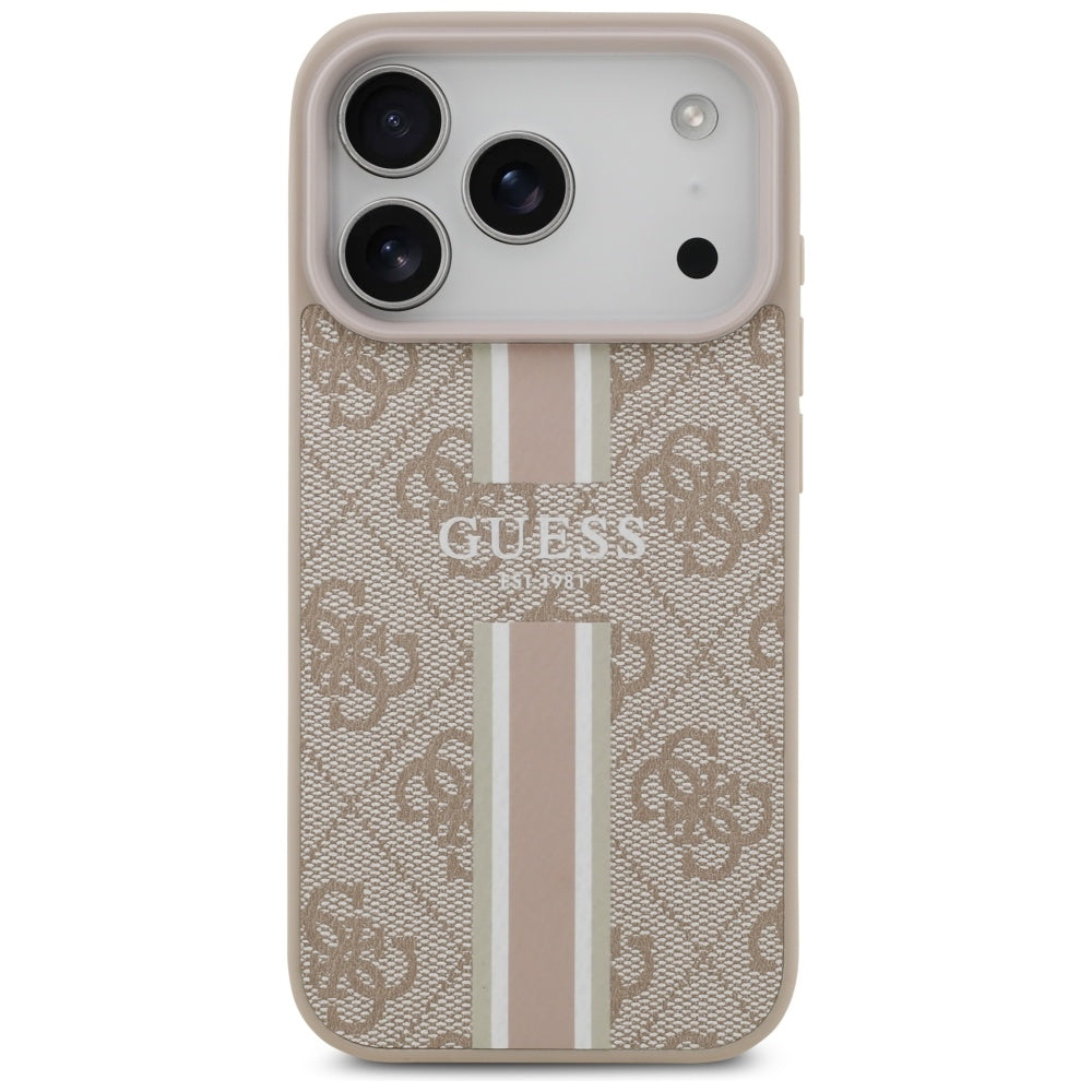 Θήκη MagSafe για Apple iPhone 17 Pro, Guess, 4G Printed Stripes, Ροζ