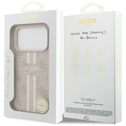 Θήκη MagSafe για Apple iPhone 17 Pro, Guess, 4G Printed Stripes, Ροζ