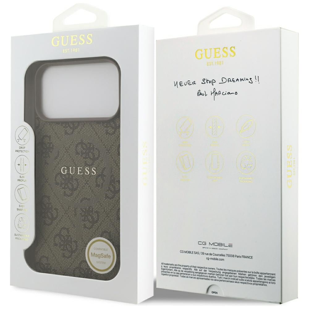 Θήκη MagSafe για Apple iPhone 17 Pro, Guess, 4G Ring Classic Logo, Καφέ