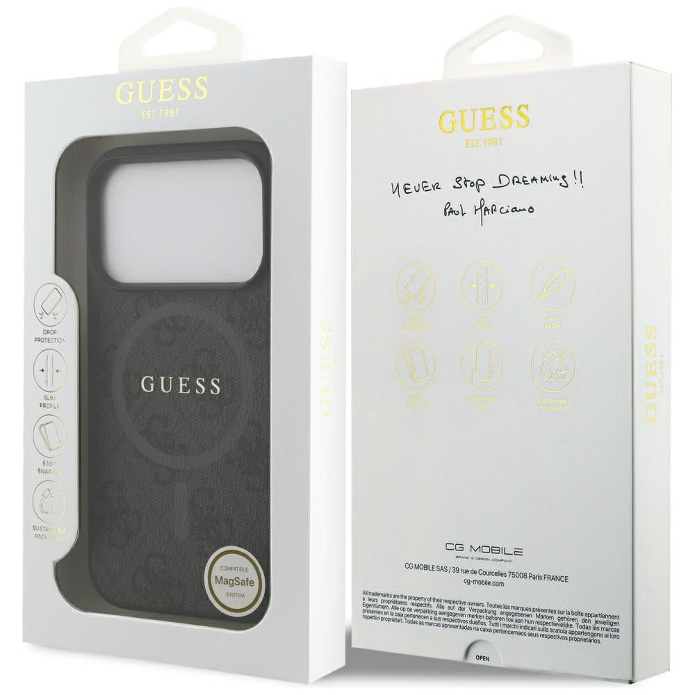 Θήκη MagSafe για Apple iPhone 17 Pro, Guess, 4G Ring Classic Logo, Μαύρη