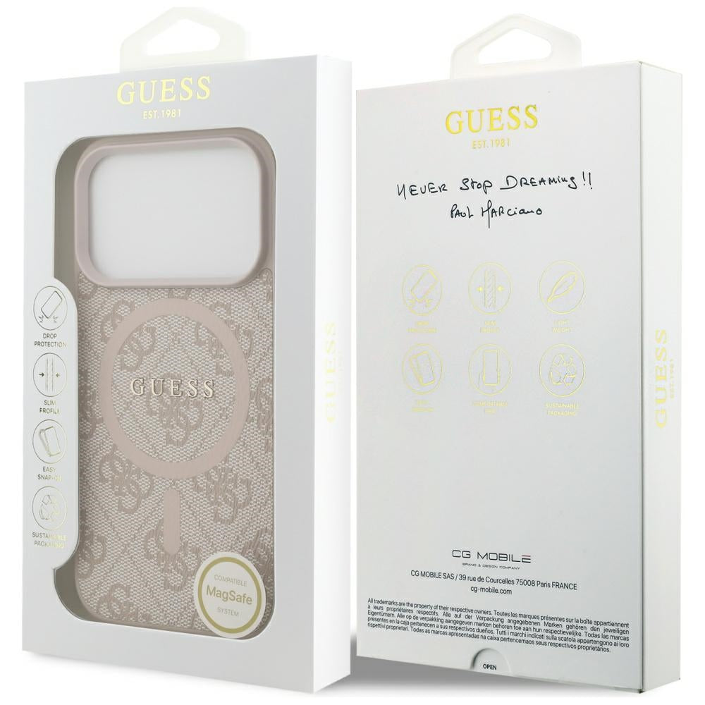 Θήκη MagSafe για Apple iPhone 17 Pro, Guess, 4G Ring Classic Logo, Ροζ