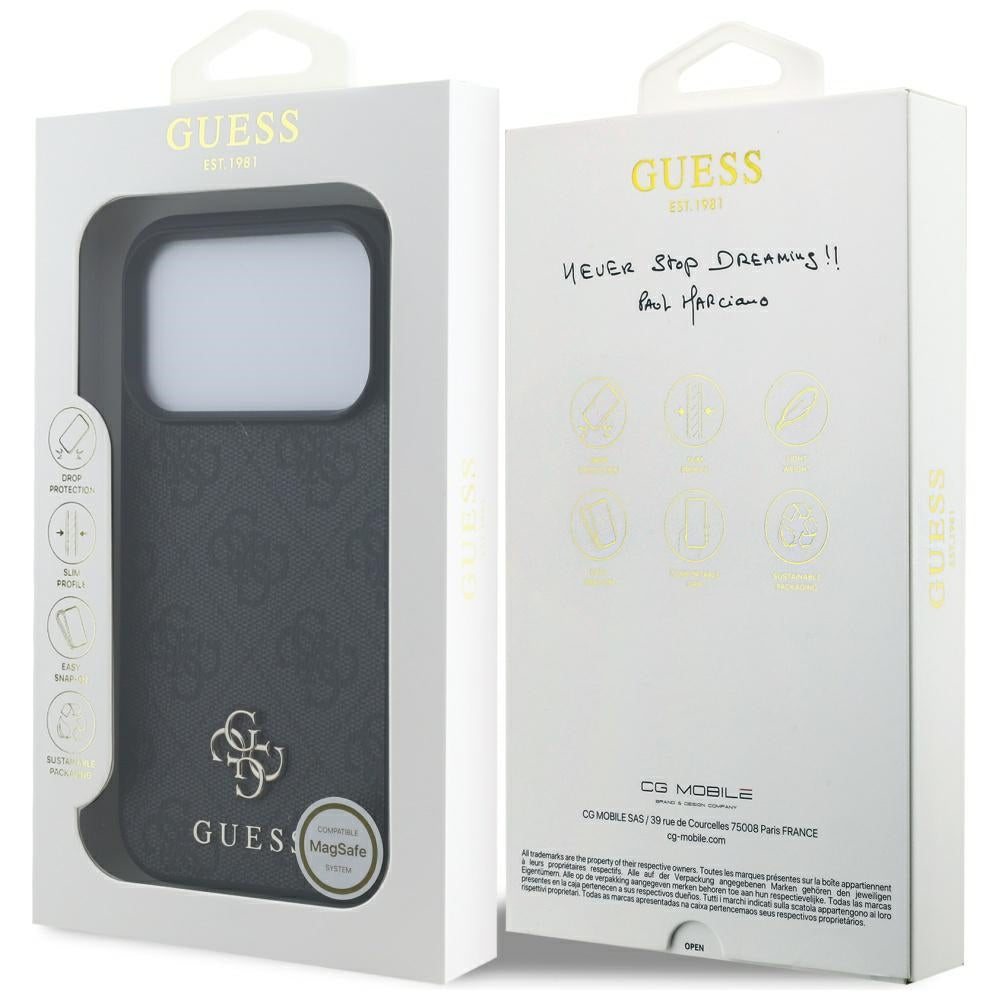 Θήκη MagSafe για Apple iPhone 17 Pro, Guess, 4G Small and Classic Logo, Μαύρη