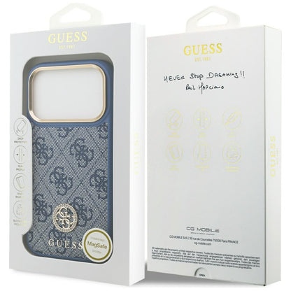 Θήκη MagSafe για Apple iPhone 17 Pro, Guess, 4G Strass Logo, Μπλε