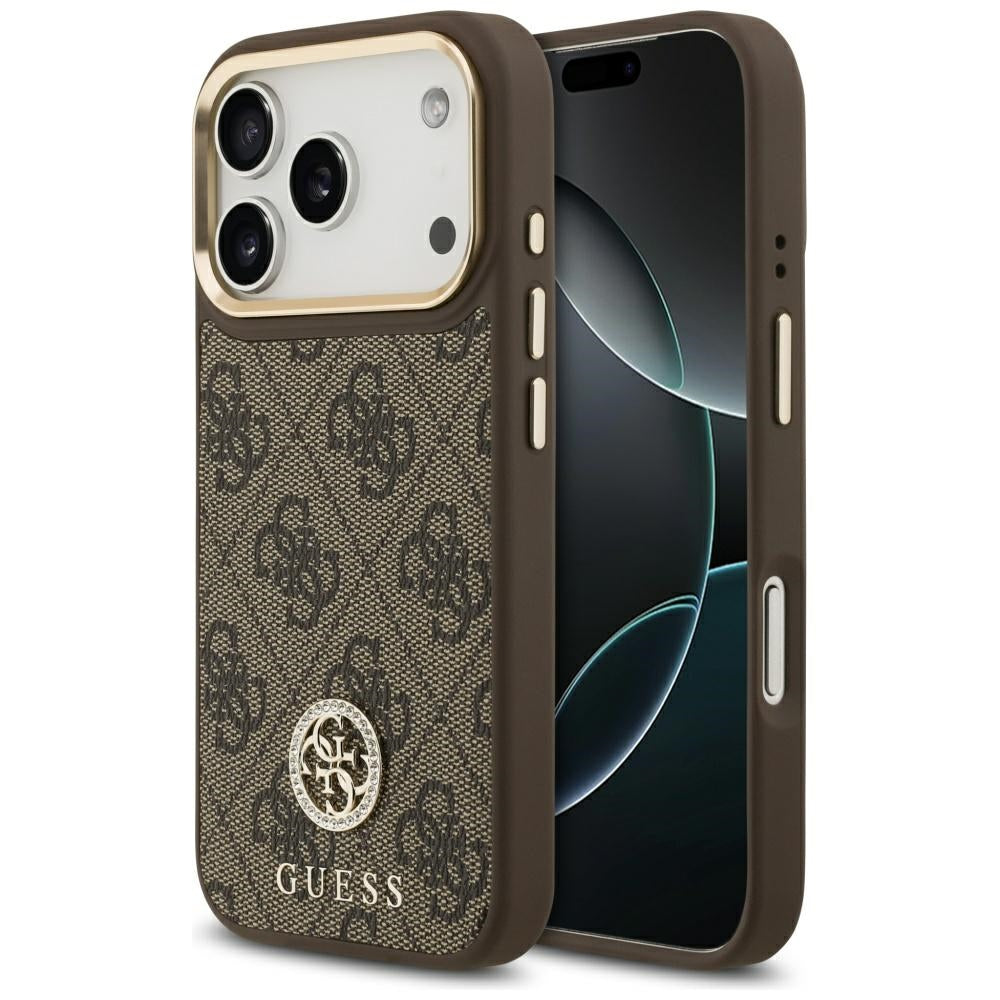 Θήκη MagSafe για Apple iPhone 17 Pro, Guess, 4G Strass Logo, Καφέ