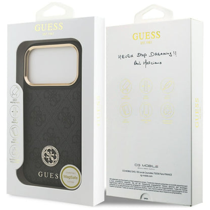 Θήκη MagSafe για Apple iPhone 17 Pro, Guess, 4G Strass Logo, Μαύρη