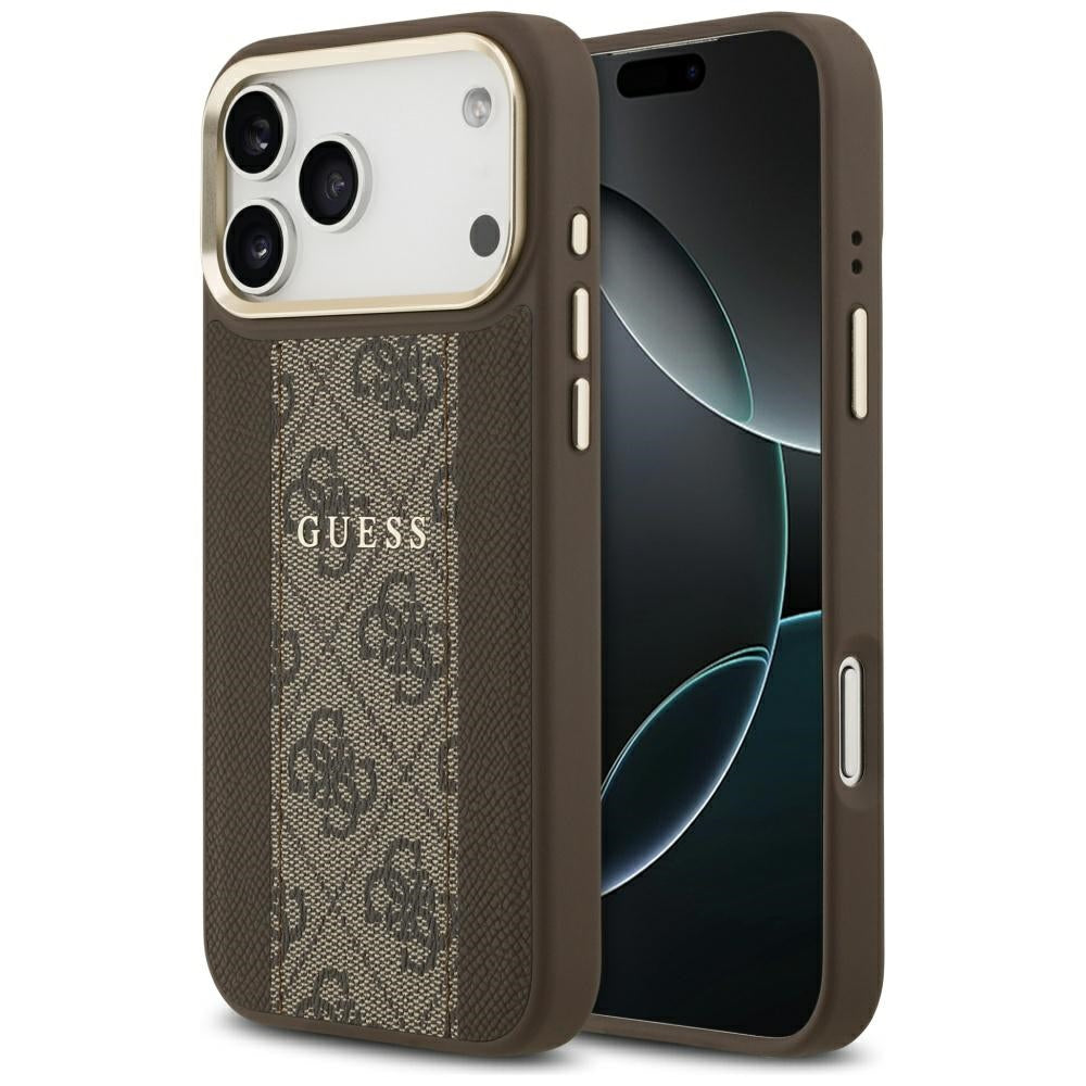 Θήκη MagSafe για Apple iPhone 17 Pro, Guess, 4G Stripe, Καφέ